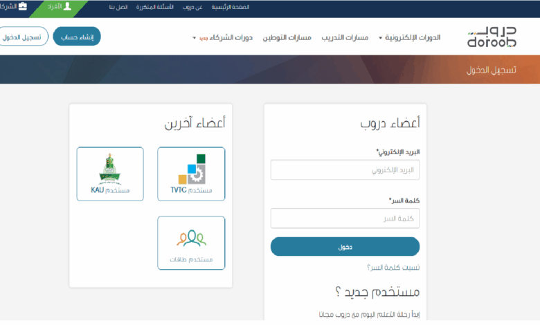 رابط منصة دروب تسجيل دخول عبر النفاذ الوطني الموحد